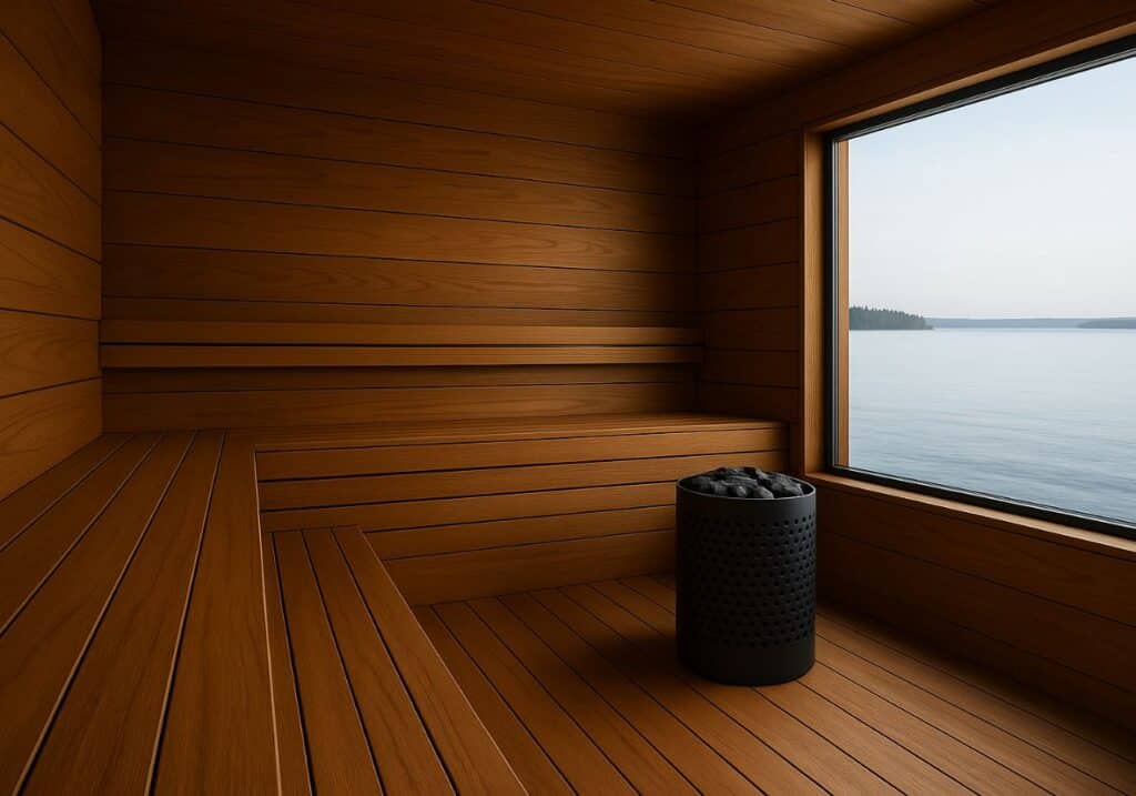 A sauna built from thermally modified wood